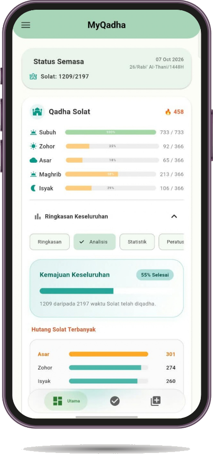 MyQadha App - Status Semasa